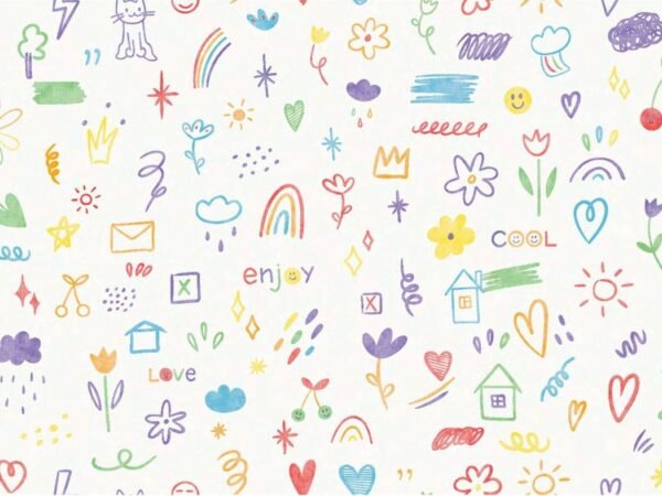 Crayon Doodle Kids Wallpaper