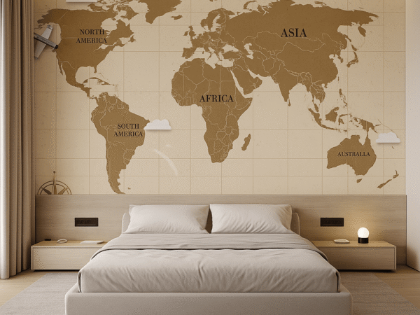 Aviators Dream World Map Wall Mural