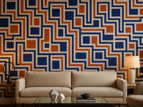 Aztec Maze Geometric Pattern Wall Mural