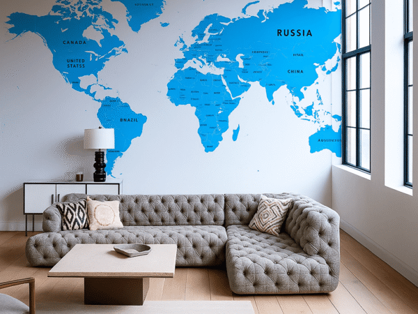 Azure Planet Blue World Map Wallpaper