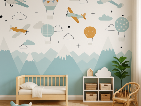 Balloon Horizon Kids Nursery Wallpaper
