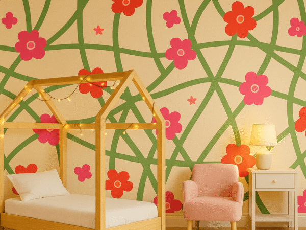 Blooming Lattice Floral Wallpaper
