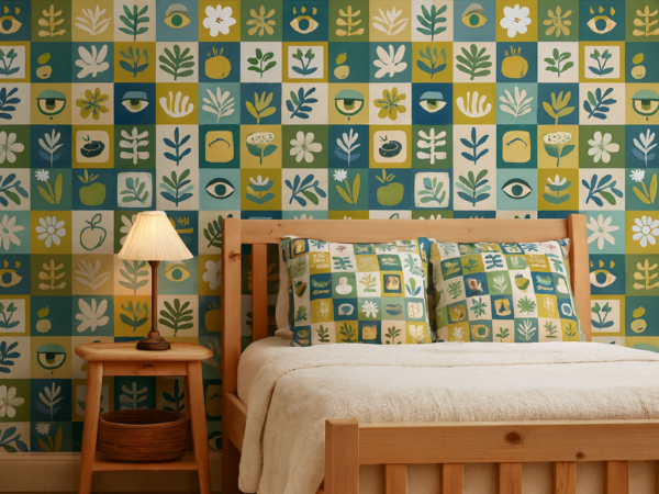 Botanical Patchwork Pattern Wallpaper