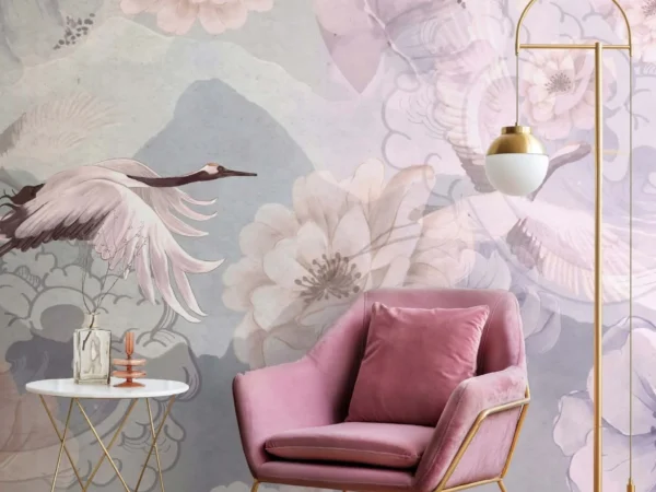 Celestial Cranes Floral Wallpaper Dubai