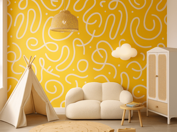yellow-abstract-swirl-line-wallpaper