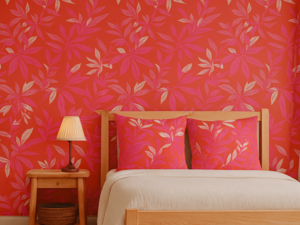Coral Foliage Botanical Wallpaper