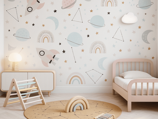 Cosmic Dreams Space Kids Wallpaper