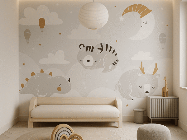 Cozy Comet Animals Kids Wallpaper