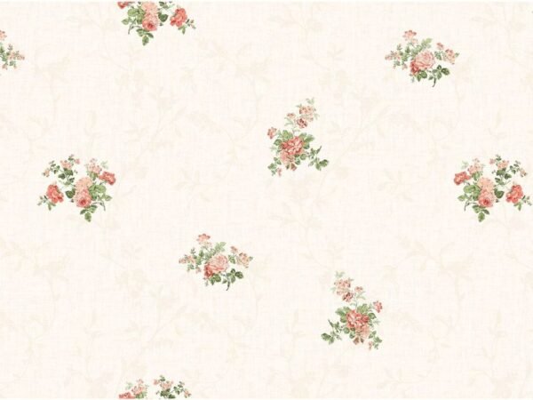 Cream Vintage Floral Bouquets Wallpaper