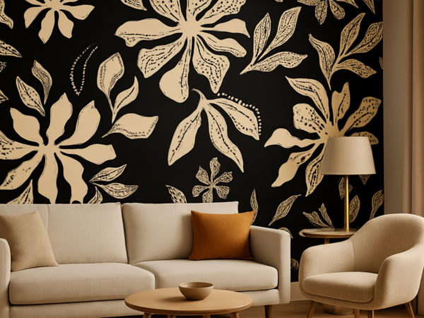 Dotted Elegance Botanical Leaf Wallpaper