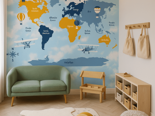 Explorers Cove Kids World Map Wallpaper