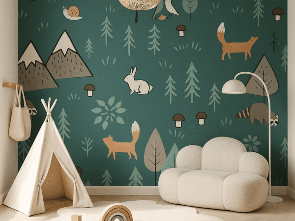 Fern Fable Forest Animals Kids Wallpaper