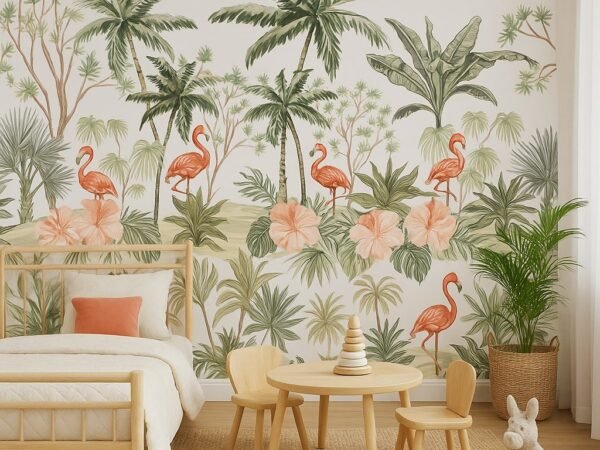 Flamingo Grove Tropical Wallpaper