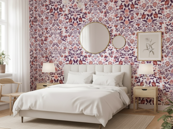 Floral Medallion Pattern Wallpaper