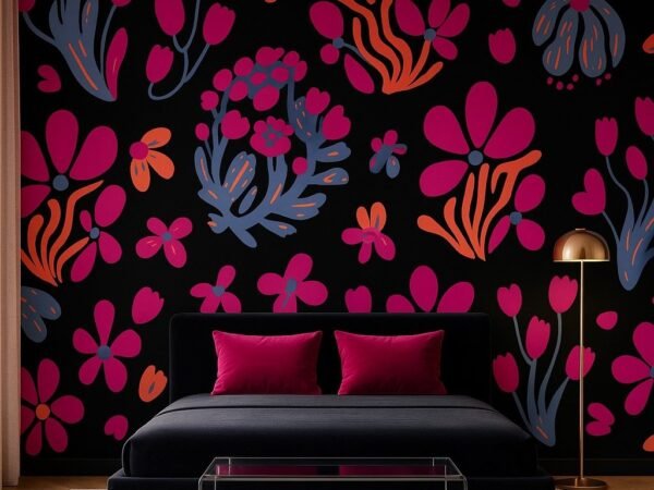 Floral Silhouette Pattern Wallpaper