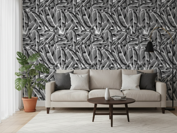 Foliage Noir Tropical Pattern Wallpaper