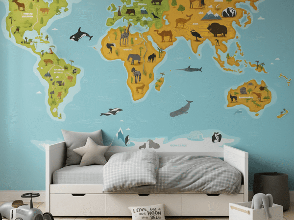 Globe Safari Animals Kids Wallpaper Dubai