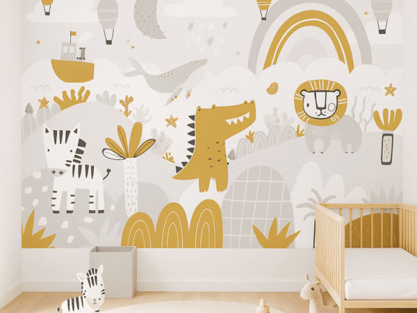 Golden Safari Dreams Kids Wallpaper Dubai