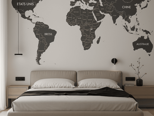 Greyscale Map Abstract World Map Wall Mural