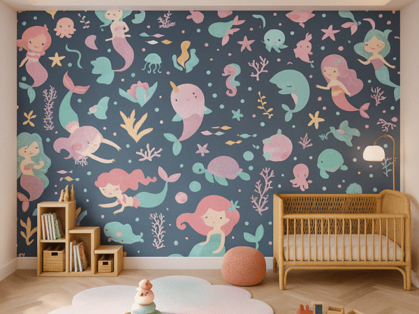 Mermaid Cove Underwater Kids Wallpaper