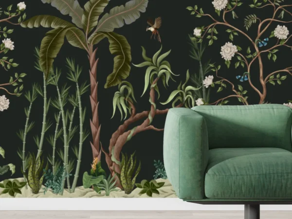 Dark Tropical Jungle Wallpaper with Palm Trees Dubai