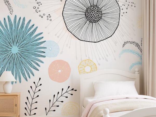 Ocean Bloom Abstract Floral Wallpaper