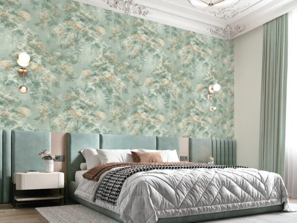 Green Floral Bedroom Wallpaper