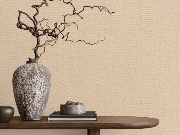 Sandstone Linen Zigzag Textured Wallpaper