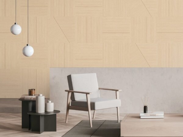 Modern Weft Geometric Cream Wallpaper