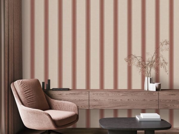 Heritage Stripe Red and Cream Wallpaper