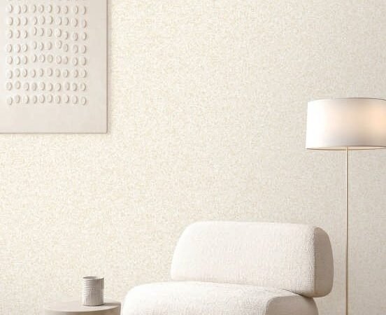 Cream Calm Grain Textured Wallpaper Interior