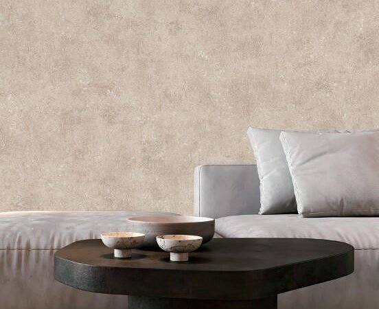 Beige Textured Plain Wallpaper Interior