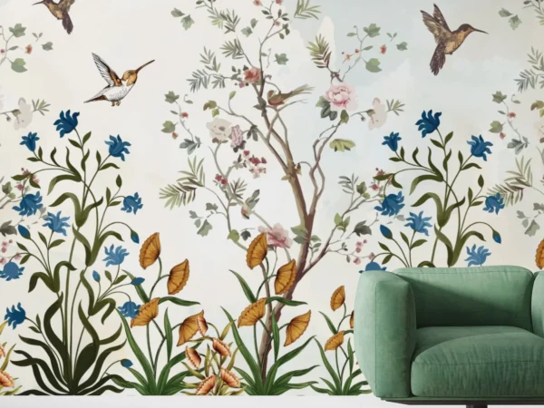 Hummingbird and Floral Garden Wallpaper Dubai