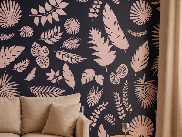 Palm Silhouettes Botanical Pattern Wallpaper