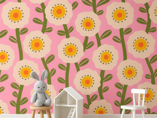 Playful Daisy Floral Wallpaper
