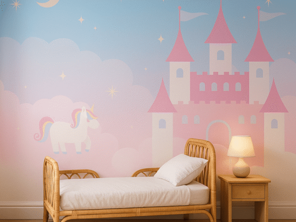 Unicorn and Pink Castle Fantasy Wallpaper