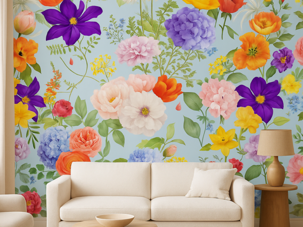 Spring Sonata Colorful Floral Wallpaper