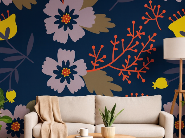 Stylized Flowers Pattern Wallpaper