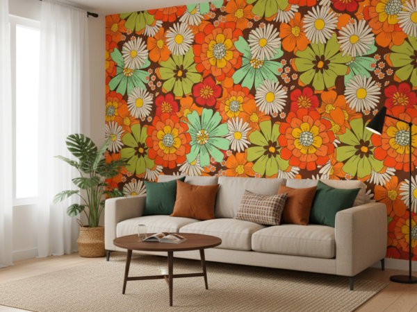 Sunshine Floral Pattern Wallpaper
