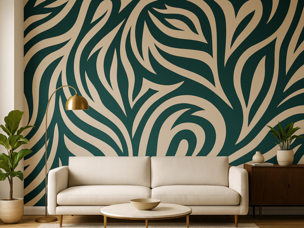 Teal Current Abstract Pattern Wallpaper
