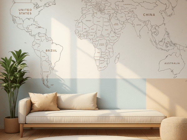 The Linear World Map Wall Mural