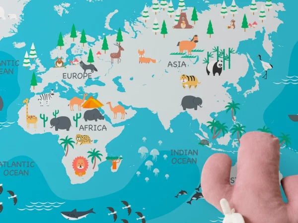 Kids Tiny Explorers World Map Wallpaper Dubai
