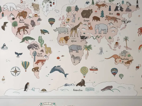 Kids Tiny Travelers World Map Wallpaper Dubai