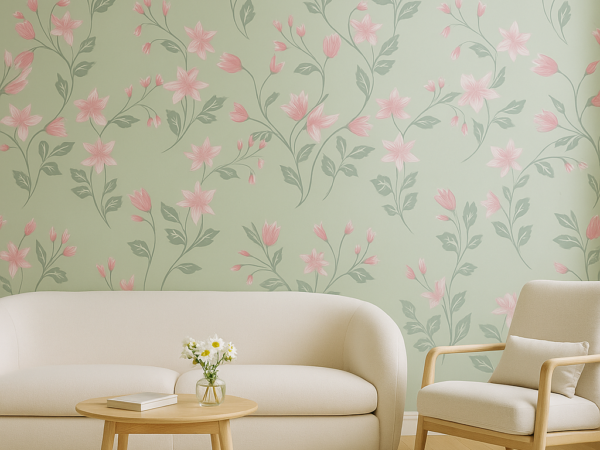 Tranquil Bloom Floral Pattern Wall Mural