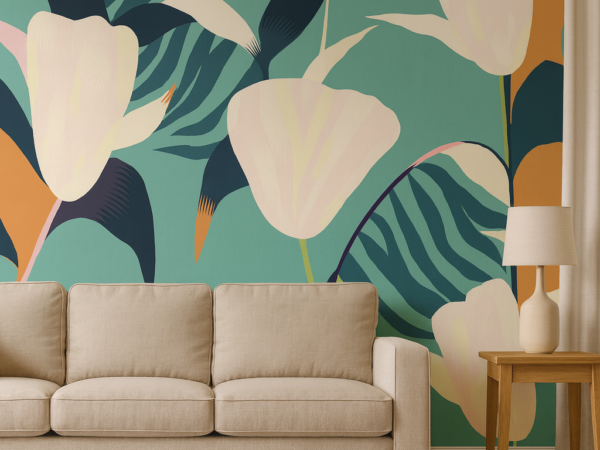 Tropical Bloom Floral Pattern Wallpaper