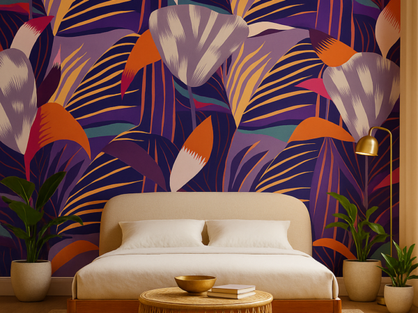 Vibrant Tropical Floral Pattern Wallpaper