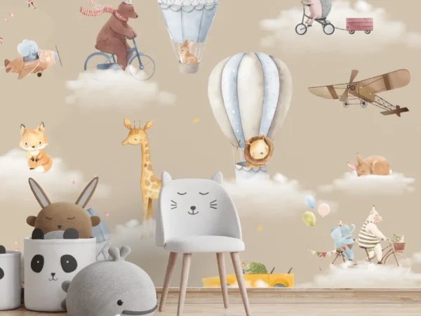 Kids Whimsical Journey Animals Wallpaper Dubai