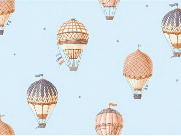 Sky Voyage Hot Air Balloon Kids Wallpaper