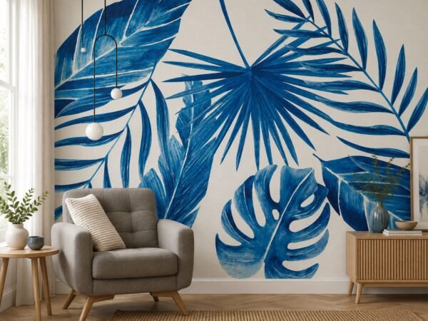 Azure Fanleaf — Luxury Floral Wallpaper Dubai