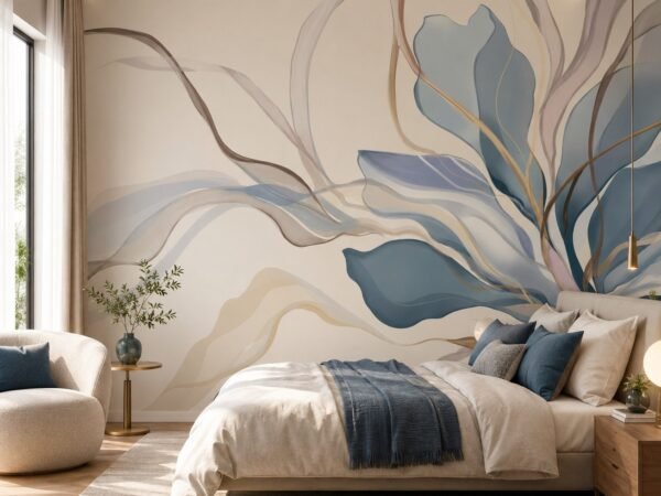 Azure Reverie — Luxury Floral Wallpaper Dubai